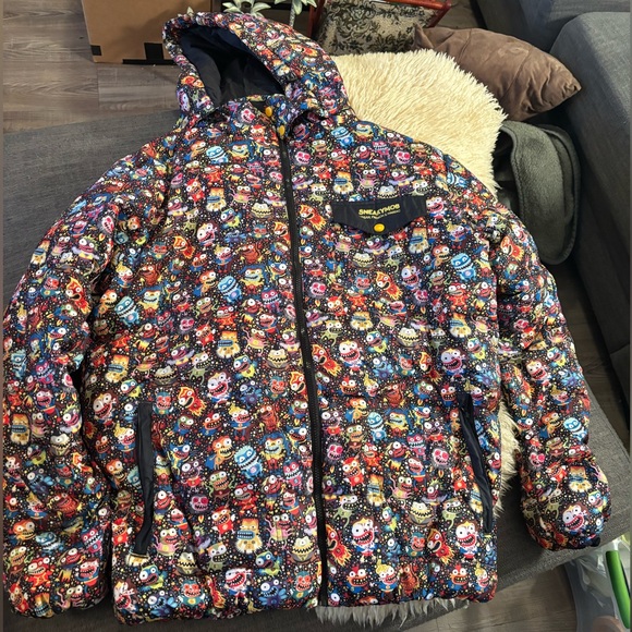 Sneaky Mob “Urban, French & Maniac” • Statement Art Puffer Jacket • Women’s XL - Picture 2 of 11